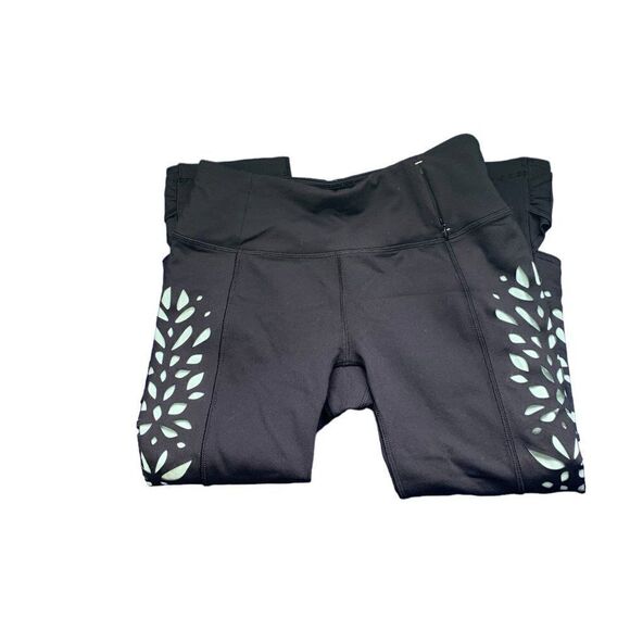 CALIA Laser Cut Capris in Black & Caviar/Mint Size Small - Picture 8 of 12